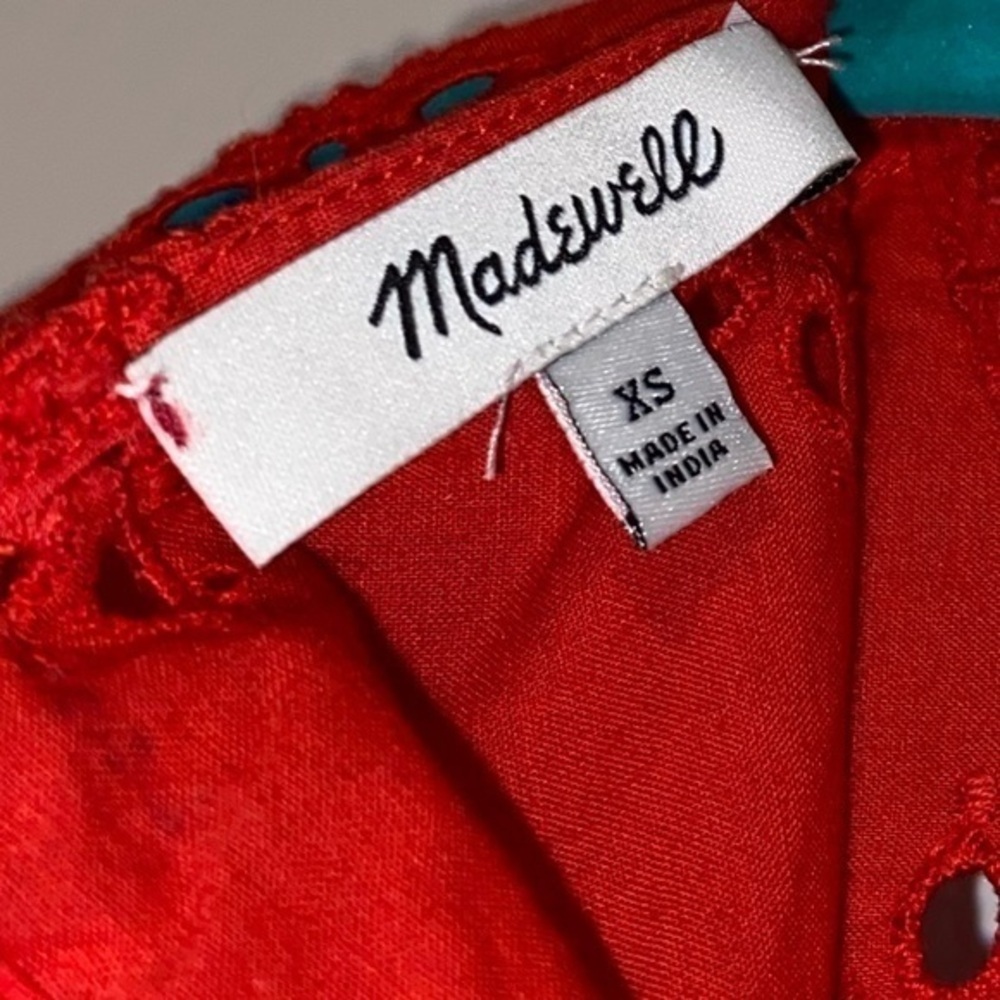 Madewell Red Eyelet Blouse - Picture 3 of 4